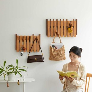 黑胡桃木钢琴键挂衣架轻t奢高档入户门挂钩壁挂入户玄关实木衣帽