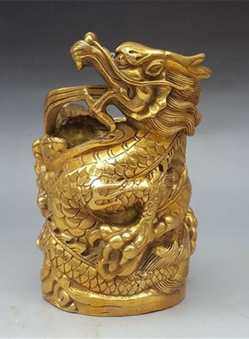 实体店直b销热卖纯铜龙笔筒文房用品办公室摆件居家客厅装饰品