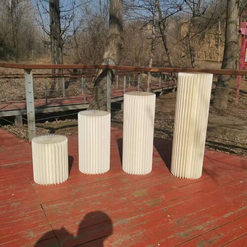 婚庆道具折叠甜品台摆件罗马柱路引F圆柱变形折柱婚礼橱窗折纸装