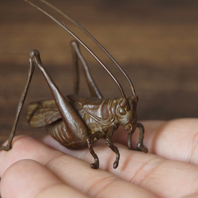 厂价苏工精铜蛐i蛐蟋蟀昆虫茶宠茶玩创意博古架盆景微景观造景摆