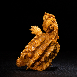 乐清黄杨木雕f刻玛塔龟枯叶龟摆件文玩手把件男实木家居工艺品动