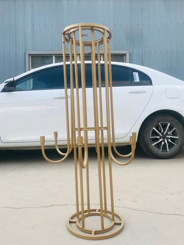 婚庆道具铁艺烛台桌花摆件婚礼桌花金色花器路引铁W艺婚礼桌花架
