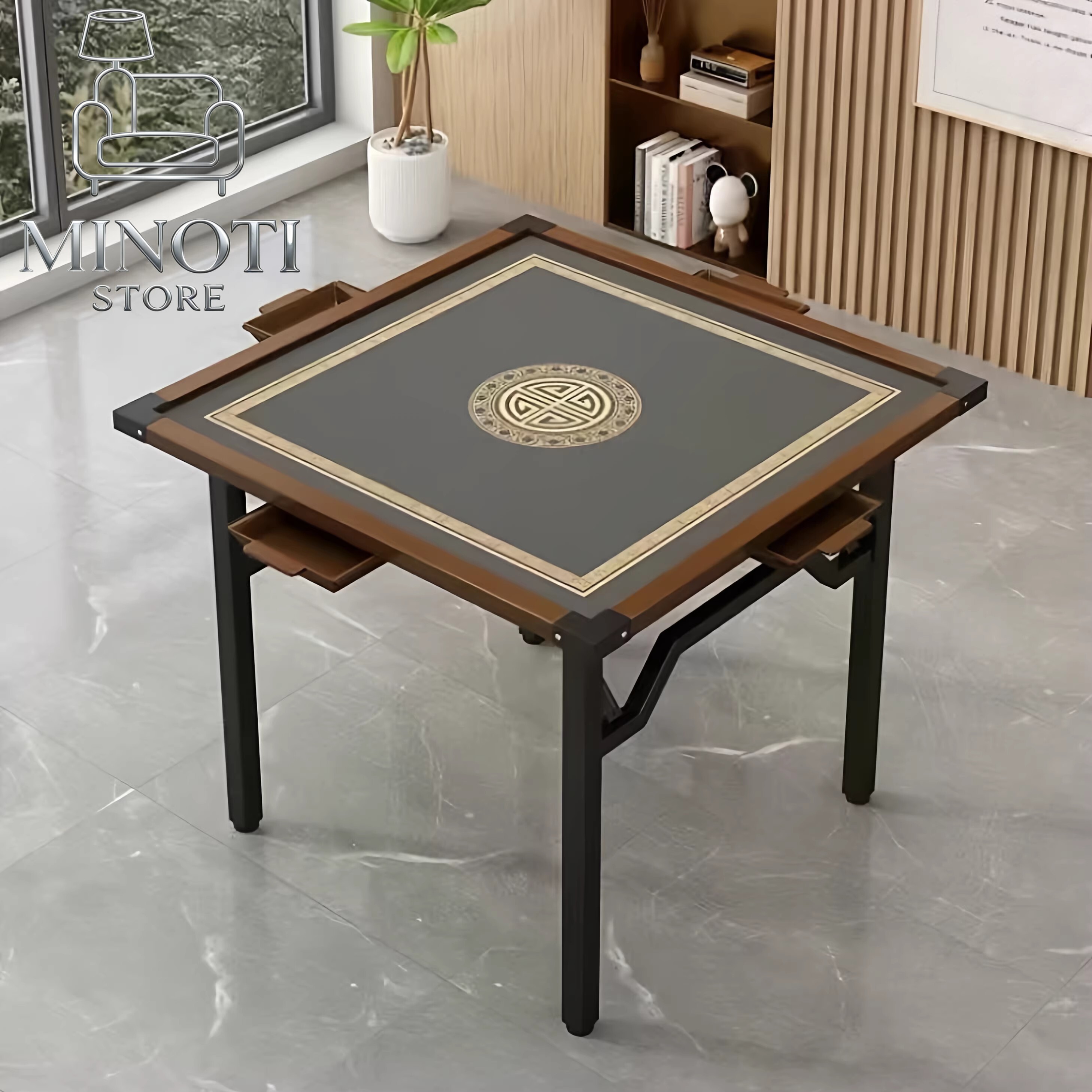 德国进口掼蛋专用桌子棋牌桌椅餐桌麻将桌比赛扑克桌带抽屉折叠桌