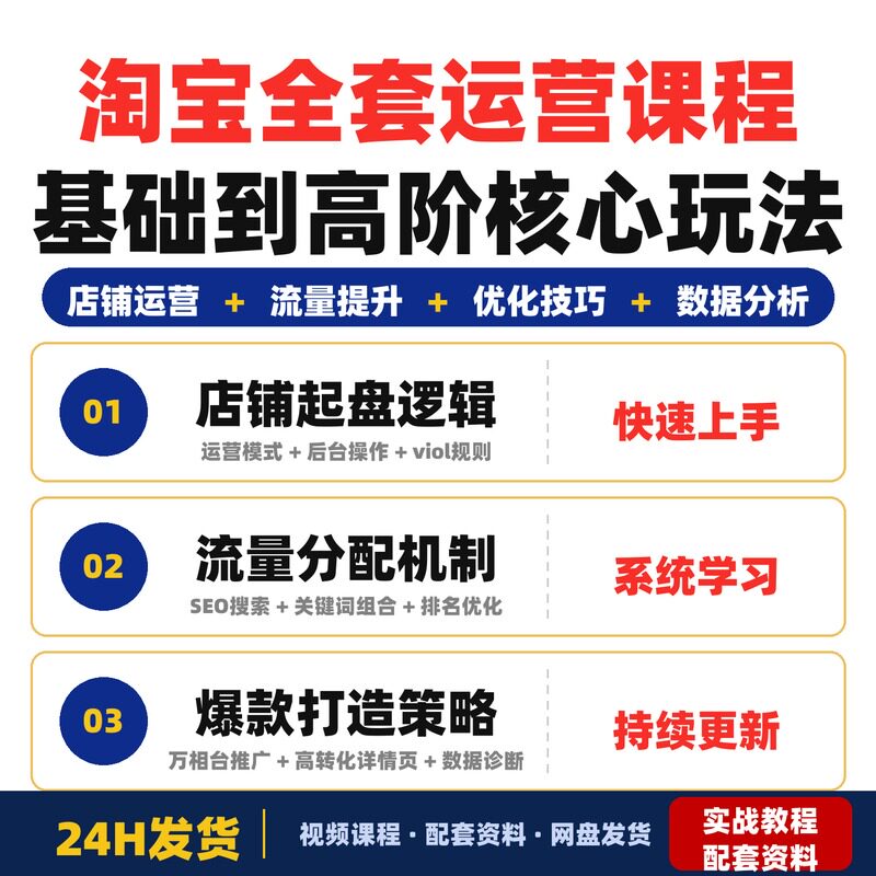 淘宝全套运营课程从基础到高阶拆解核心玩法适合新手卖家全套教程