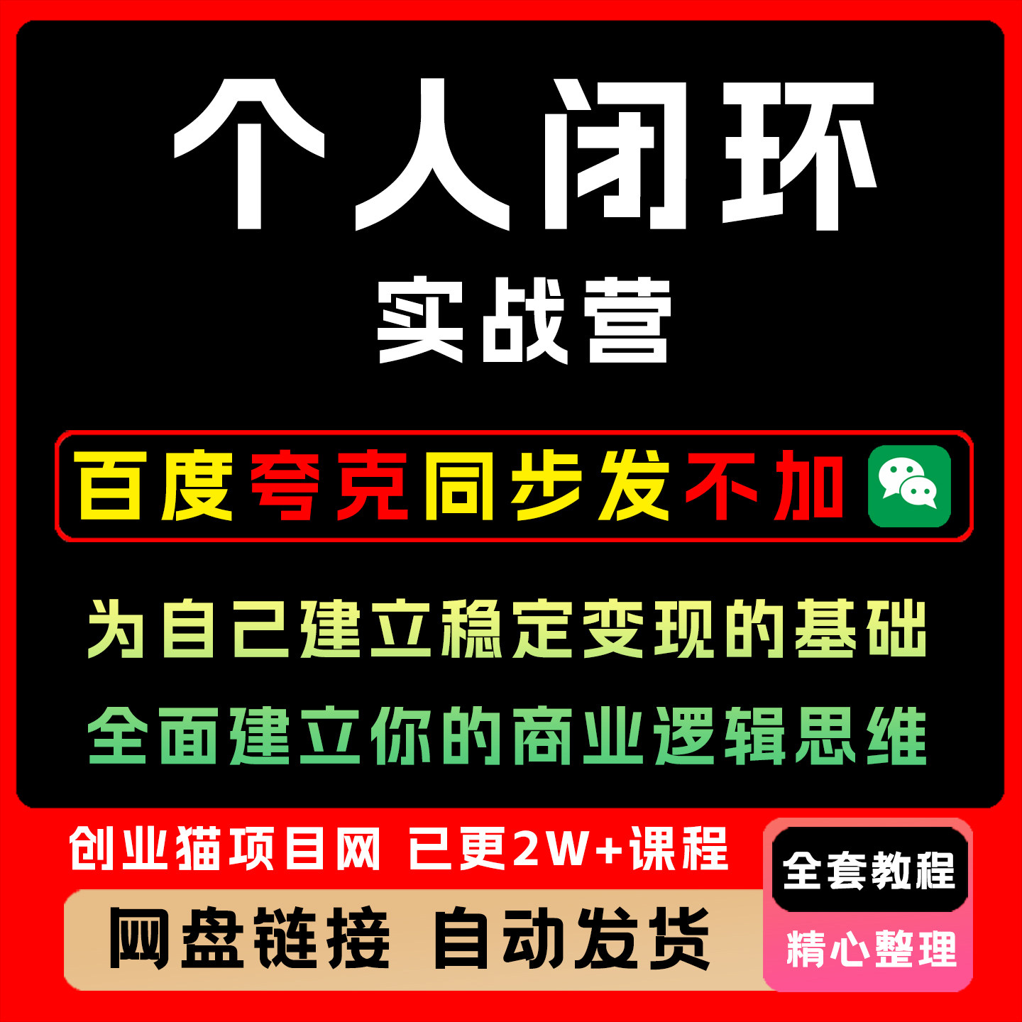个人闭环实战营,为自己建立稳定变现的基础,建立商业逻辑思维