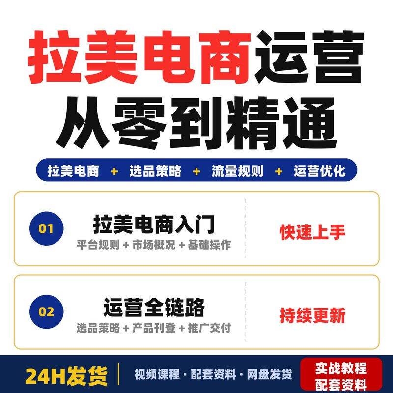拉美电商运营全链路课程12小时视频+资料适合新手中小跨境完整版