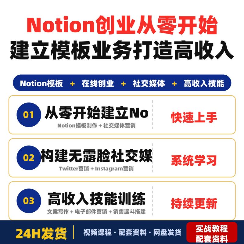 Notion创业赚钱教程从零开始建立Notion模板业务打造高收入完整版
