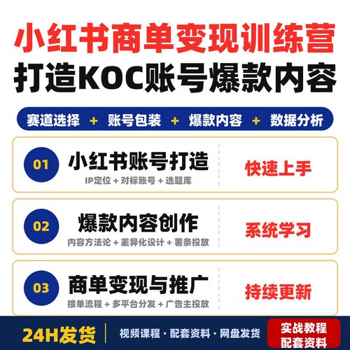 xhs商单变现训练营第20期从0到1打造KOC账号掌握爆款内容更新