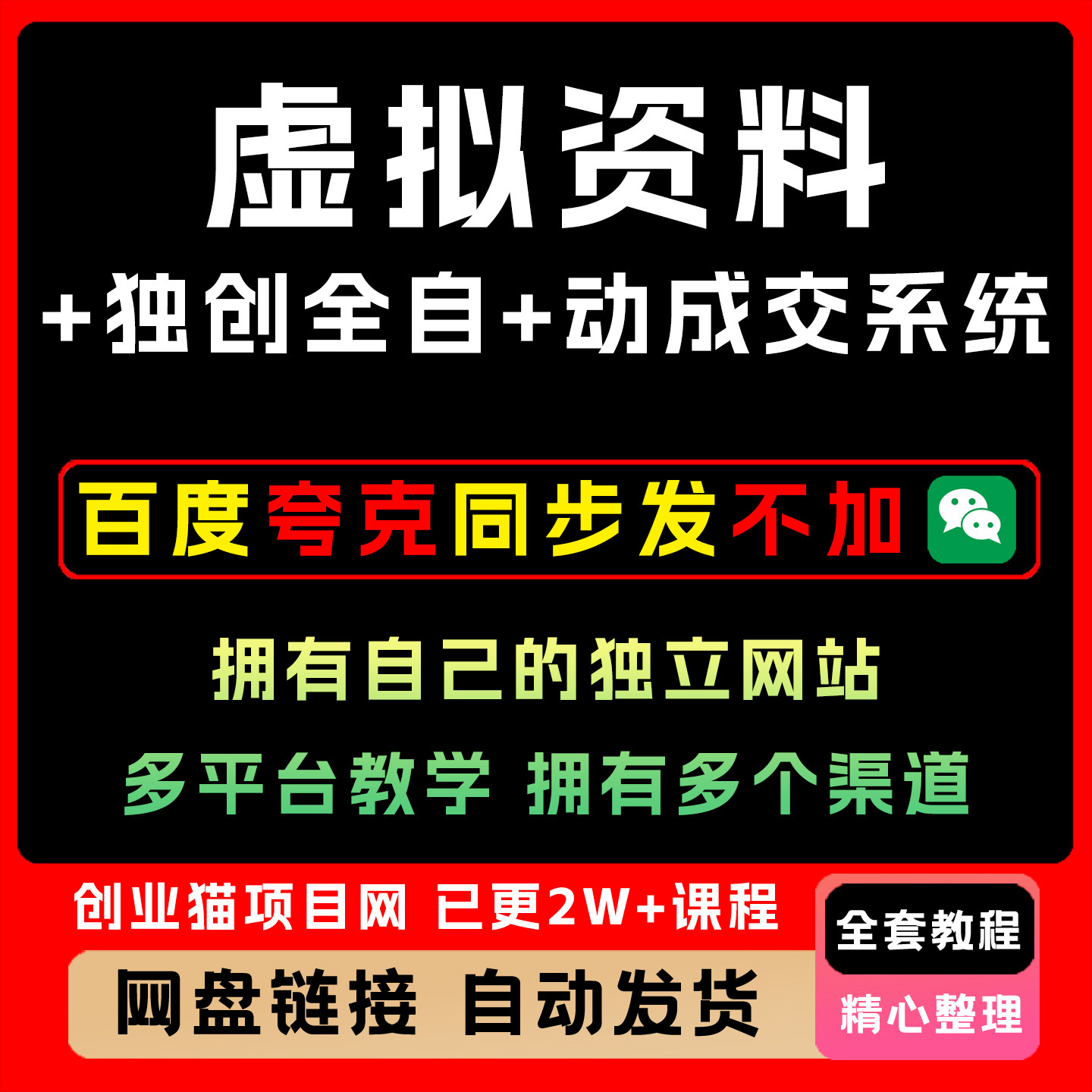 虚拟资料+独创全自动成交系统拥有自己的独立网站