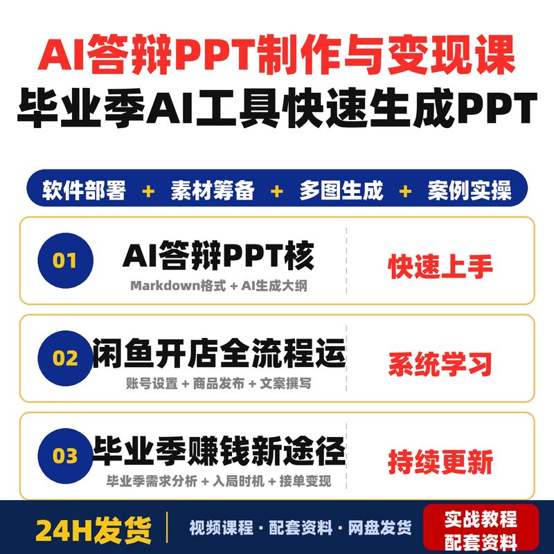 AI答辩PPT制作与变现课毕业季赚钱新途径AI工具快速生成PPT完整版