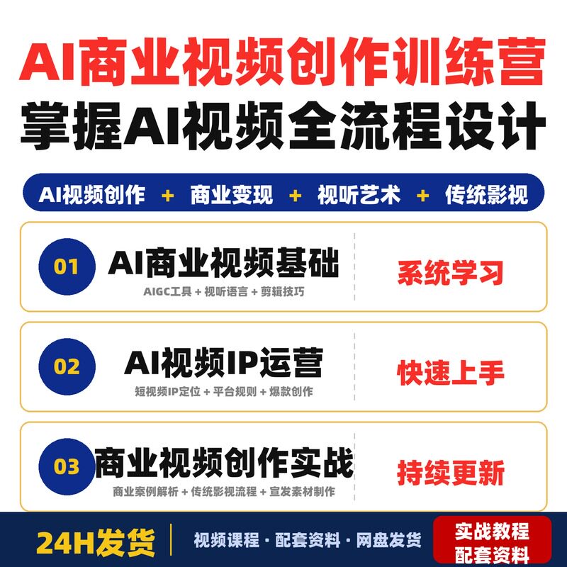 AI商业视频创作训练营掌握AI视频全流程适合设计师影视全套教程