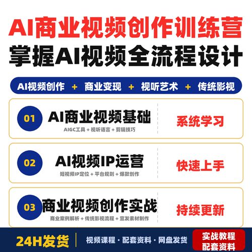 AI商业视频创作训练营掌握AI视频全流程适合设计师影视全套教程
