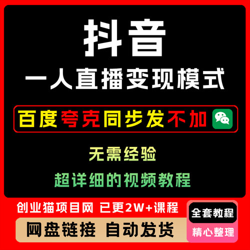 抖音一人直播变现模式 抖音直播实战课程 从认知重塑到项目落地