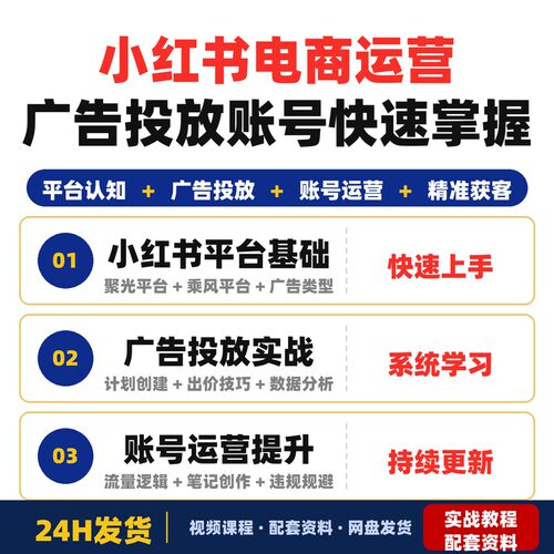 xhs电商运营精华课平台认知广告投放账号运营快速掌握全套教程
