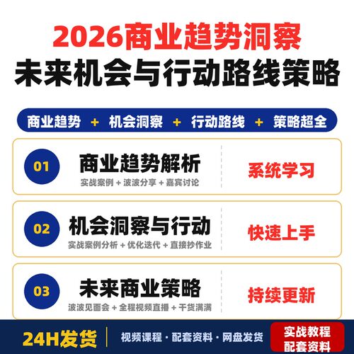 2026商业趋势洞察课未来机会洞察与行动路线策略超全干货全套教程