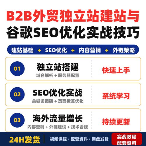 B2B外贸独立站建站与谷歌SEO优化实战课程涵盖建站基础SEO完整版