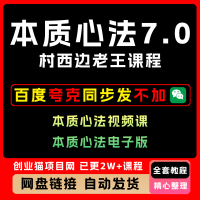 村西边老王本质心法课程全套视频精讲教学课程