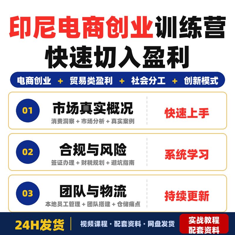 印尼电商创业训练营零背景零资金如何快速切入盈利Jack与全套教程