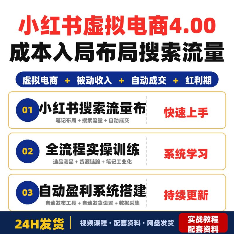 xhs搜索虚拟电商4.00成本入局布局搜索流量搭建自动盈利完整版