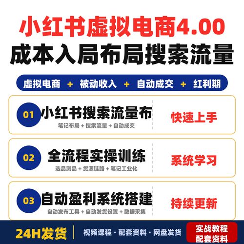 xhs搜索虚拟电商4.00成本入局布局搜索流量搭建自动盈利完整版