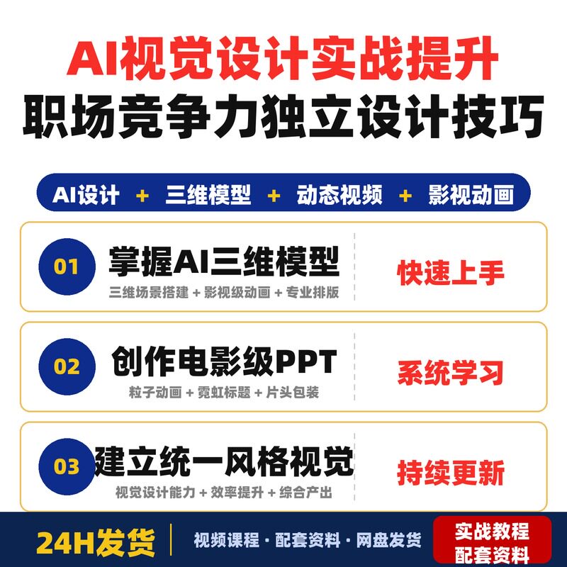 AI视觉设计实战课从三维模型到影视动画提升职场竞争力独立完整版