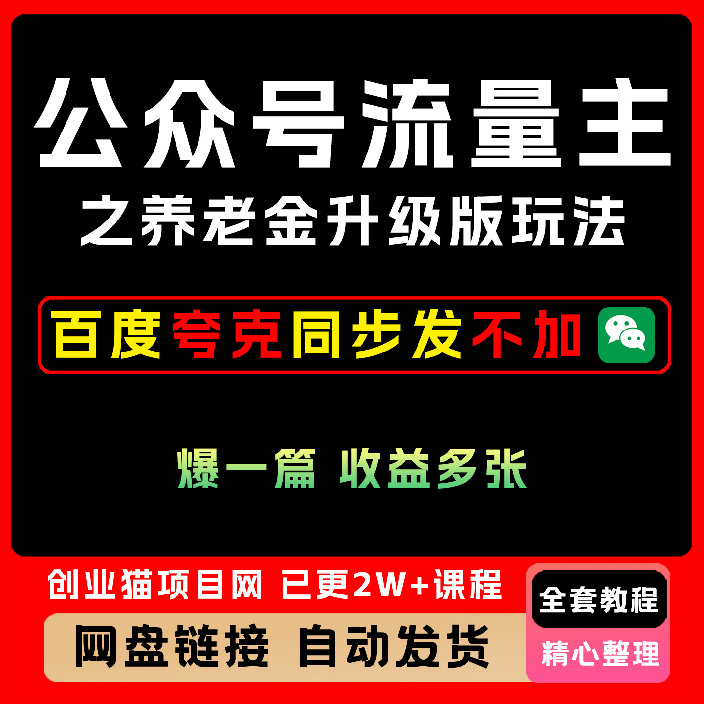 2025公众号流量主养老金升级版玩法全套视频精讲学习资料教学