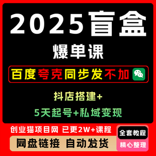 2025年盲盒爆單課 5天起號 私域變現 單月GMV突破10萬 抖店搭建