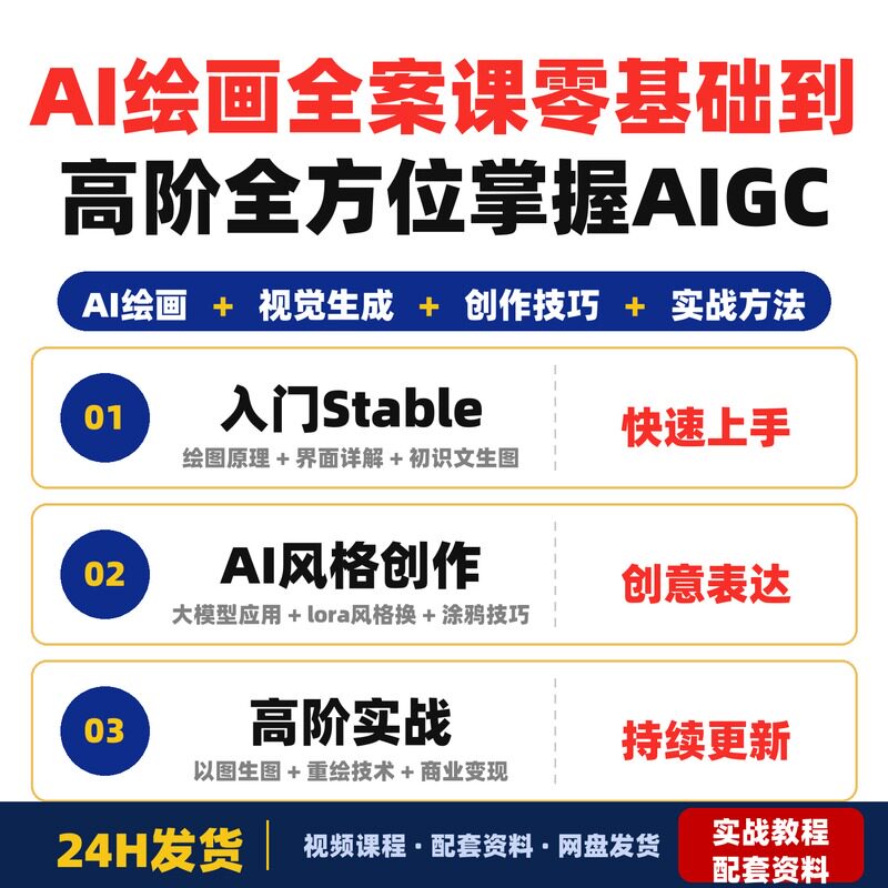AI绘画全案课StableDiffusion零基础到高阶全方位掌握AIGC视觉