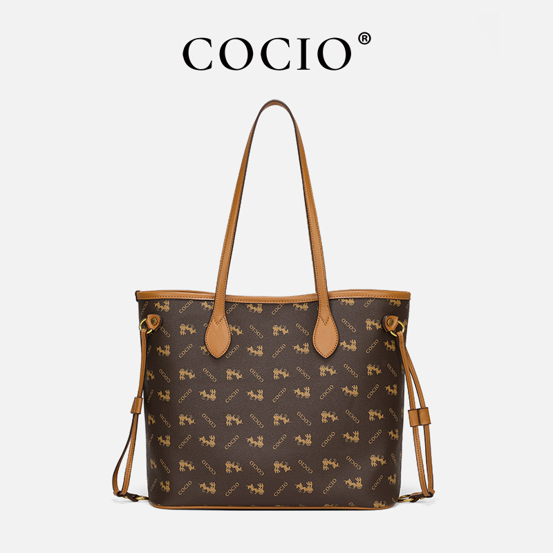 COCIO 2024新款潮托特包斜跨手提女包包通勤高级单肩轻奢CC060