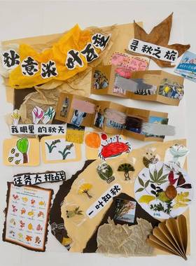 幼儿园秋天环创原木风森系主题墙面布置素材卡纸黄色系班级环创