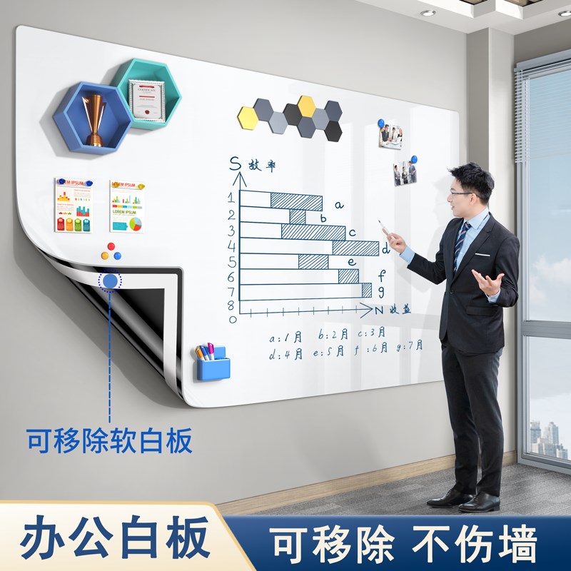 白板墙移除办公室墙伤墙儿童教学小黑板磁吸写字板黑板纸磁力擦磁