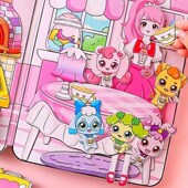 奇妙萌磁力安静书新款 女孩儿童免裁剪磁力磁铁手帐账杖丈公手工粘