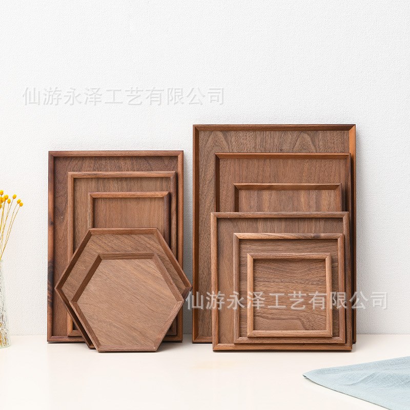 盘长方形餐具点心酒店方形茶盘木质餐盘圆木盘