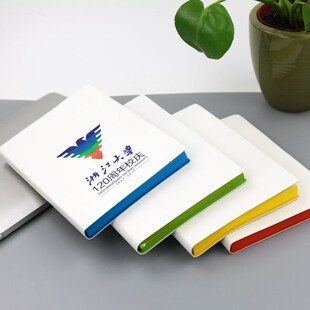 笔记本记事本定制oo 白色布纹彩边加厚企业商务会议礼品