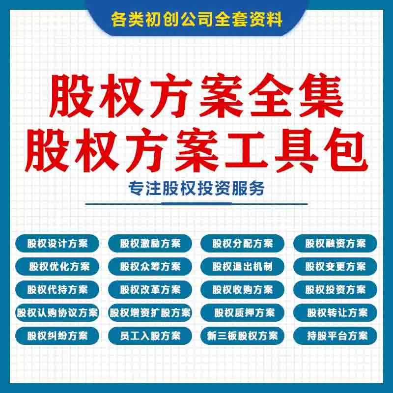企业股权方案工具包股东权架构设计协议合伙人合作协议书公司章程