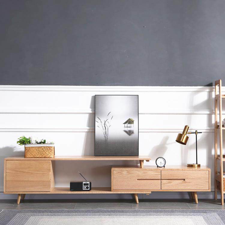 全实木电视柜北欧简约客厅电视柜组合小户型视听柜白橡木家具