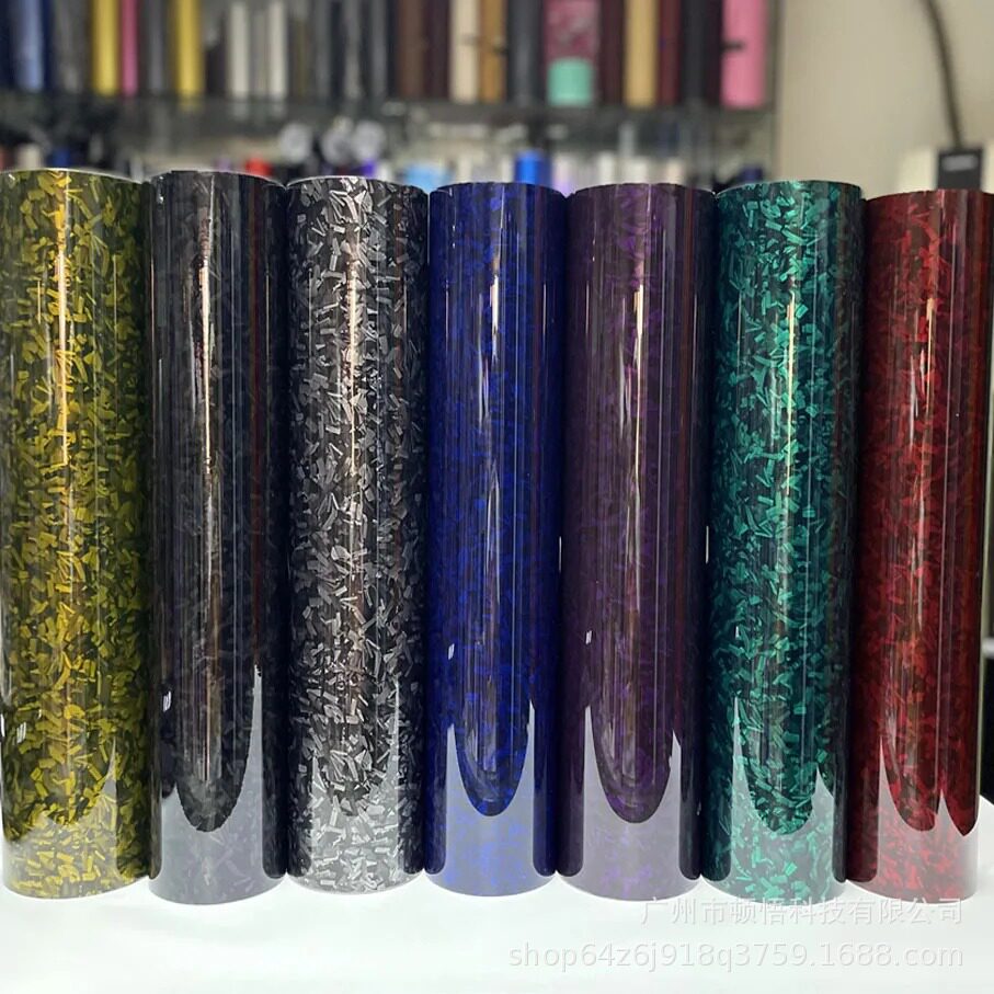 152cm*600cmPET锻造碳黑蓝红金乙烯基贴膜自粘贴花车贴膜花碳碳纤