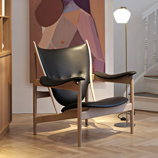 主人酋长椅实木椅子单人客厅休闲椅阳台设计师小户型沙发椅洽谈椅