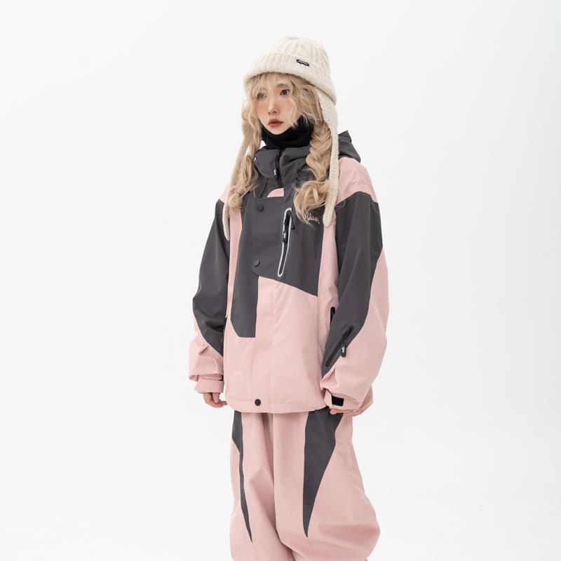 WELEM莫兰迪粉色女款滑雪服 | 冬季雪服宽松自由式刻滑双板单板