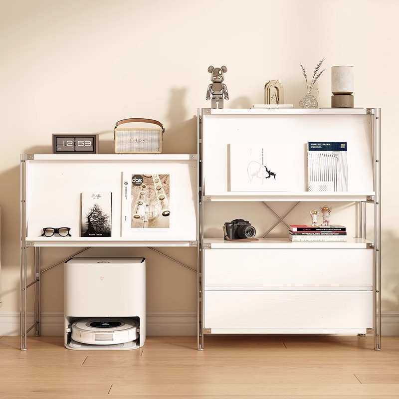 北欧白色杂志柜翻门柜子客厅沙发边柜家用咖啡机置物架多层收纳架
