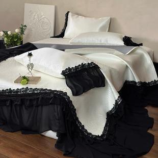 法式 浪漫蕾丝花边凉席席子 轻奢仙女公主风床裙款 冰丝席三件套夏季