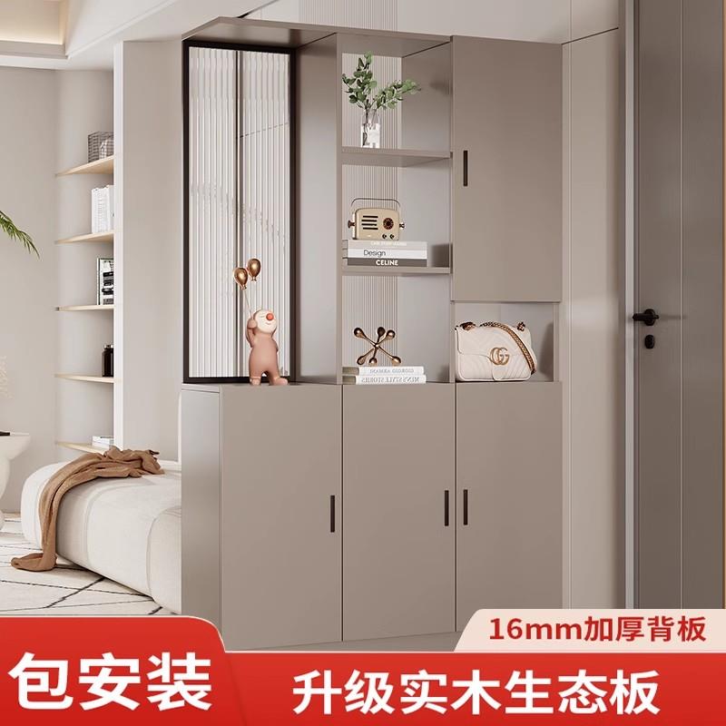 轻奢实木玄关入户客厅屏风隔断酒柜实木门厅柜进门鞋柜一体储物柜