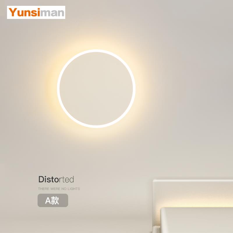 简约壁灯led床头灯现代圆形温馨主卧室灯具创意客厅灯背景墙灯具