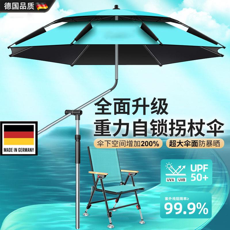 德国钓鱼伞2025新款拐杖钓鱼专用雨伞户外遮阳伞防晒雨新型大钓伞