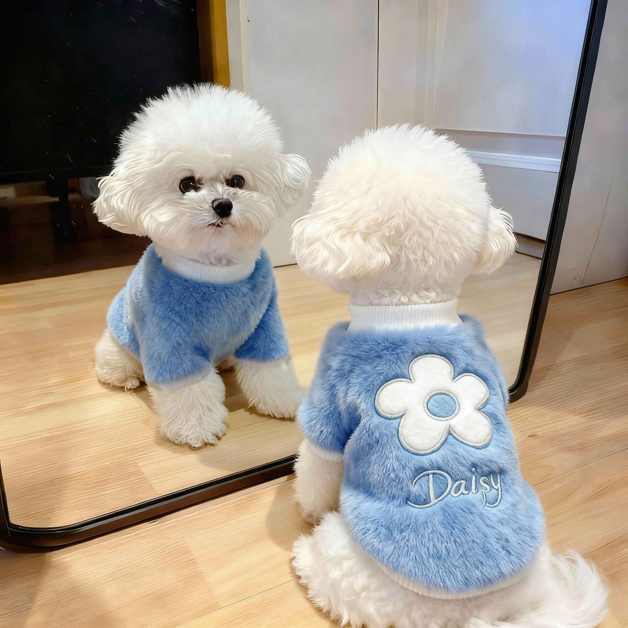 狗狗衣服秋冬毛绒花朵绒衣