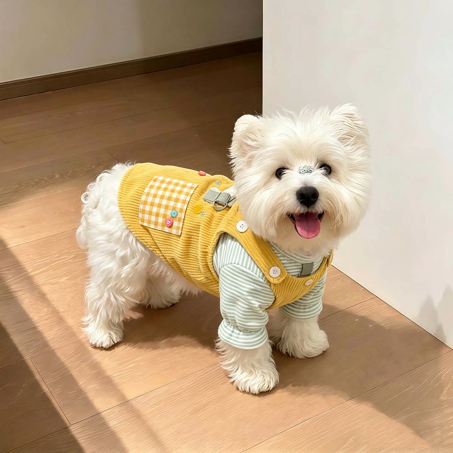 狗狗衣服韩系宠物背带条纹可牵引