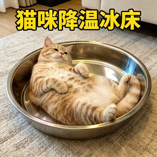 【铁盘炖猫】宠物冰垫猫窝2026夏季新款降温加厚不锈钢冰盘狗狗用