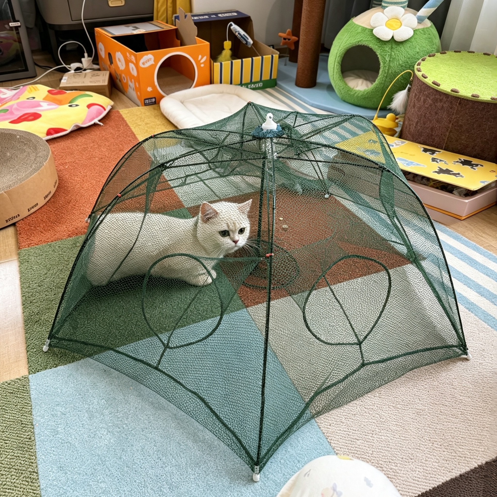猫隧道迷宫钻洞可折叠猫帐篷透气网状猫咪解闷互动玩耍藏食玩具