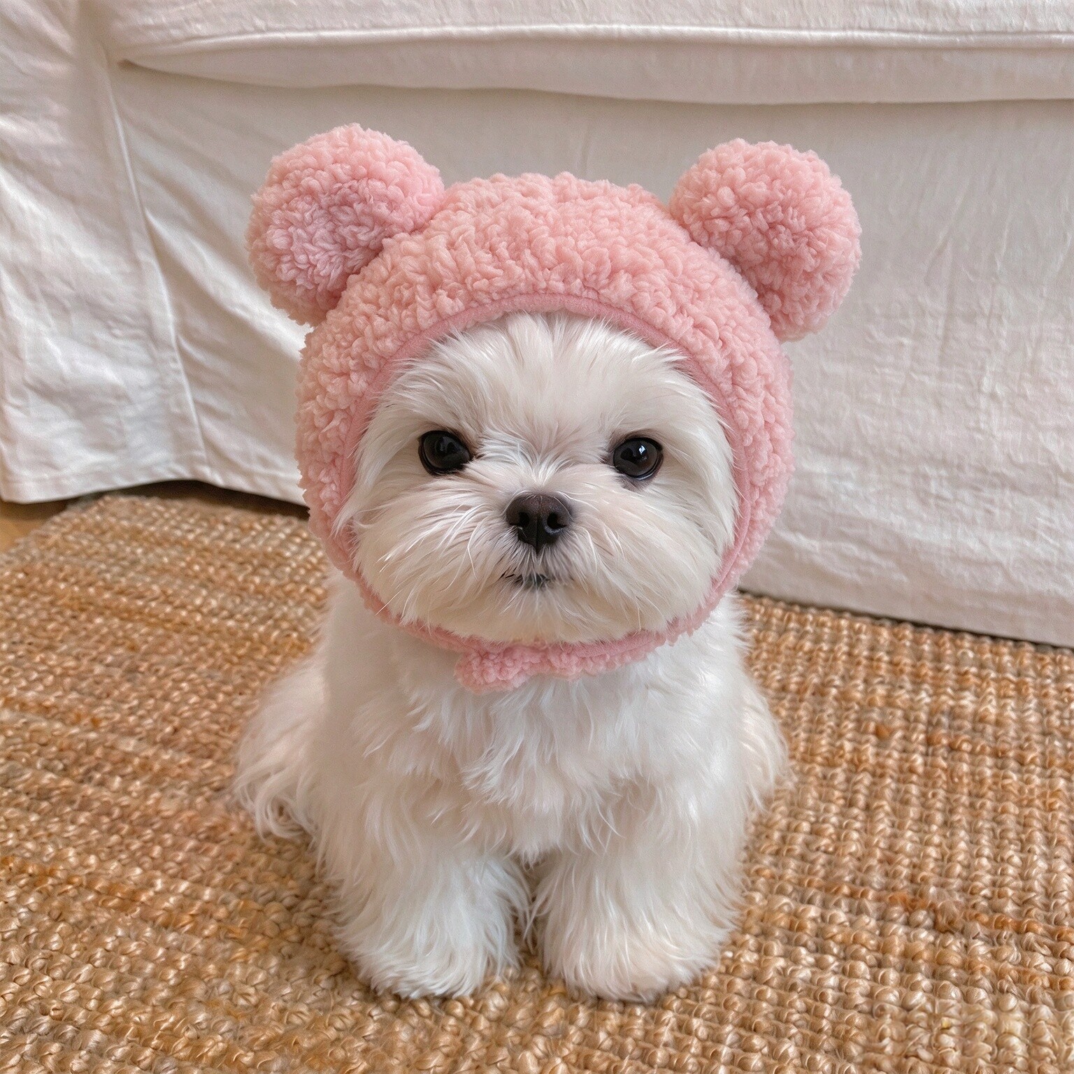 可爱狗狗帽子冬季猫咪小型犬外出防寒毛绒帽宠物头套装饰拍照道具