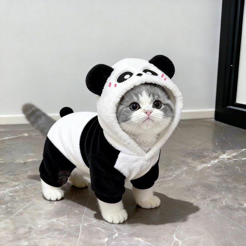 秋冬加绒猫狗四脚衣熊猫变身装